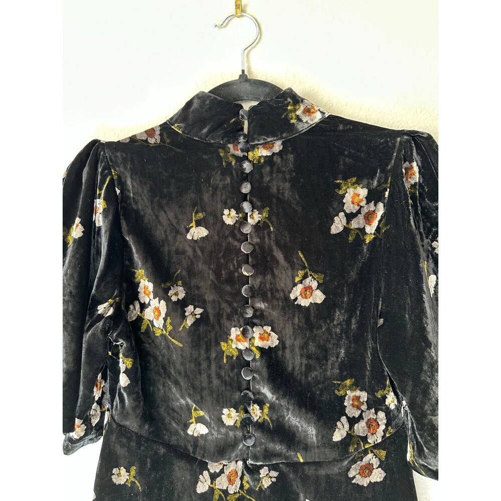 FREE PEOPLE Be My Baby Luxe Velvet Floral Mock Neck Vintage Mini Dress Size 2/XS - Picture 11 of 13